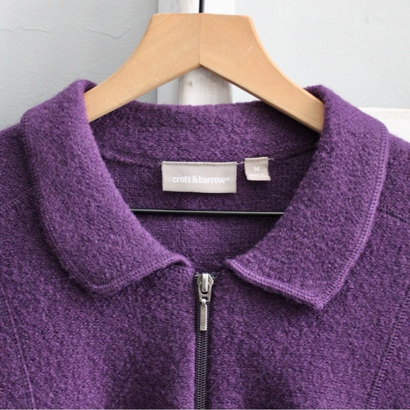 Croft & Barrow Women's 100% Wool Purple Zip-Up Collar Jacket Size Large - Picture 3 of 6